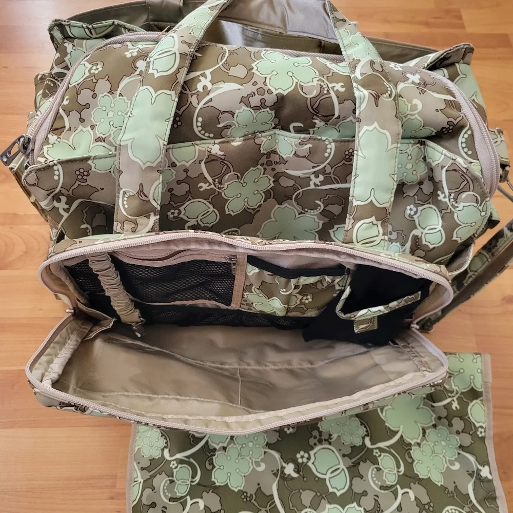 JuJuBe Be Prepared Diaper Bag Weekender Bag Floral Green Large